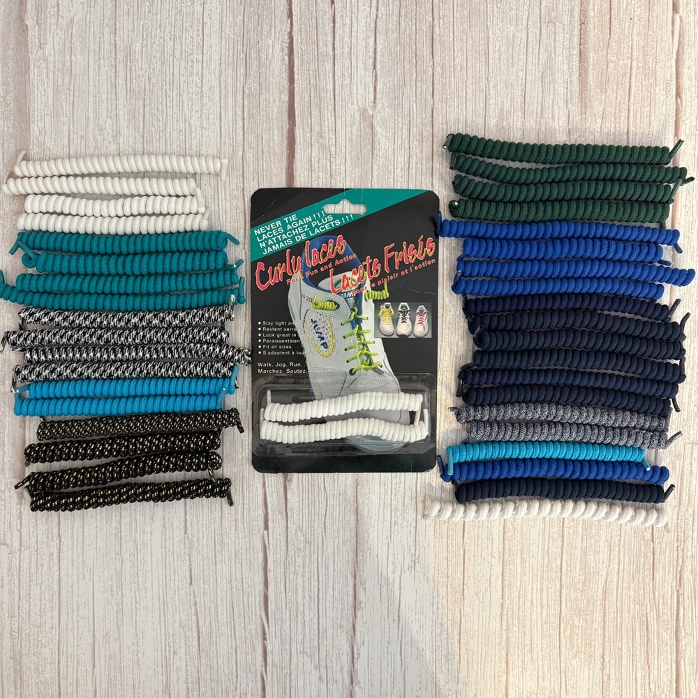 18 Pairs Curly No Tie Elastic Stretchy Twisty Shoe Laces Kids & Adults 80's 90's
